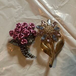 Avon Floral Brooch Set - Purple and Gold